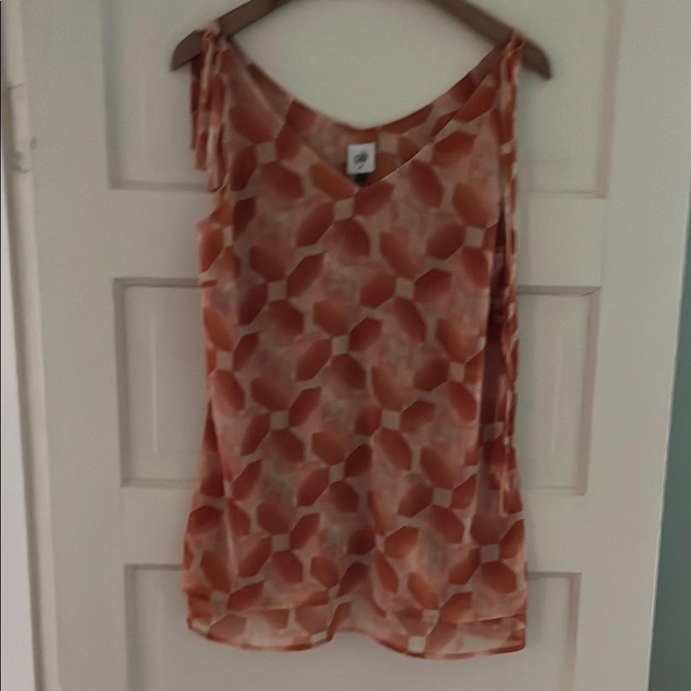 CAbi Brown and Orange Asymmetrical Tank Top